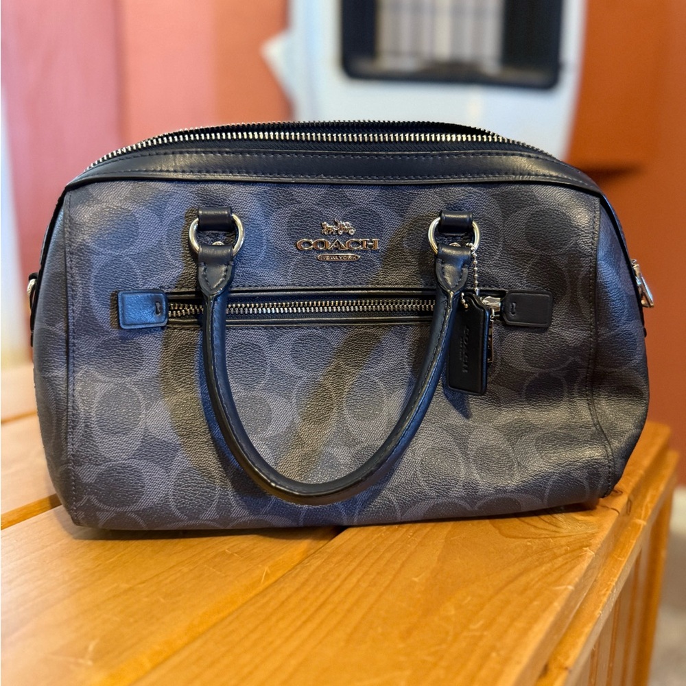 Coach Black and Gray Signature Satchel